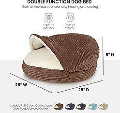Precious Tails Plush Corduroy & Sherpa Lined Covered Cat & Dog Bed, Coffee, Medium slide 2 of 9