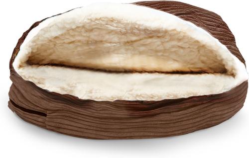 Show full view: Precious Tails Plush Corduroy & Sherpa Lined Covered Cat & Dog Bed, Coffee, Medium slide 7 of 10