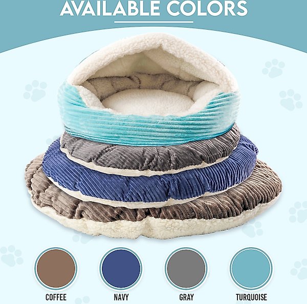Precious Tails Plush Corduroy & Sherpa Lined Covered Cat & Dog Bed