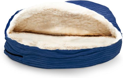 Show full view: Precious Tails Plush Corduroy & Sherpa Lined Covered Cat & Dog Bed, Navy, Medium slide 7 of 10