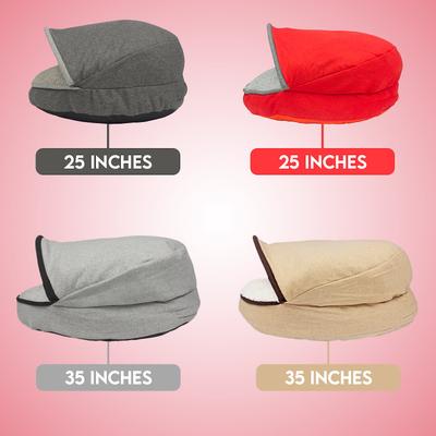 Show full view: Precious Tails Plush Felt Sherpa Covered Cat & Dog Bed with Removable Cover, Tan, Small slide 7 of 8