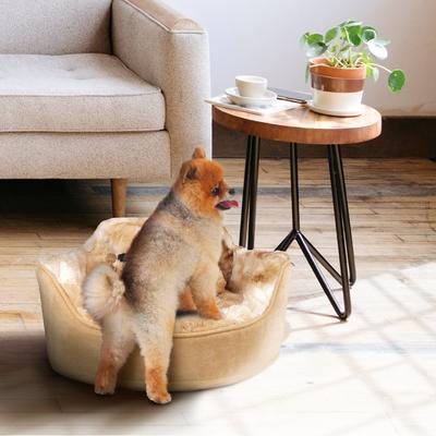 Show full view: Precious Tails Princess Faux Fur Bolster Cat & Dog Bed with Removable Cover, Camel slide 6 of 8