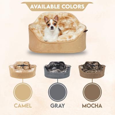 Show full view: Precious Tails Princess Faux Fur Bolster Cat & Dog Bed with Removable Cover, Gray slide 8 of 8