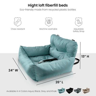 Show full view: Precious Tails Seat Belt Compatible Travel Bolster Cat & Dog Bed, Aqua, Medium slide 3 of 9