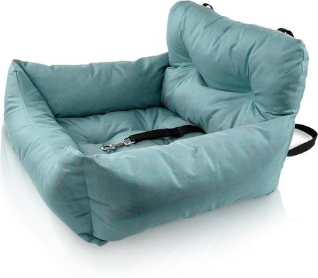 Show full view: Precious Tails Seat Belt Compatible Travel Bolster Cat & Dog Bed, Aqua, Medium slide 8 of 9