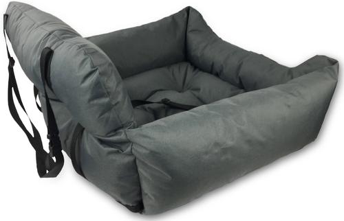 Show full view: Precious Tails Seat Belt Compatible Travel Bolster Cat & Dog Bed, Gray, Large slide 3 of 10