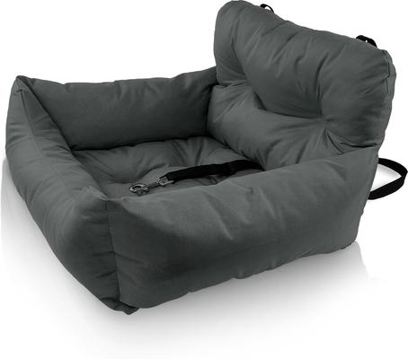 Show full view: Precious Tails Seat Belt Compatible Travel Bolster Cat & Dog Bed, Gray, Large slide 8 of 10