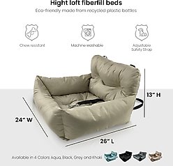 Precious Tails Seat Belt Compatible Travel Bolster Cat & Dog Bed, Khaki, Medium slide 2 of 9