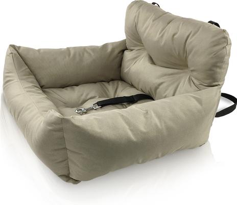 Show full view: Precious Tails Seat Belt Compatible Travel Bolster Cat & Dog Bed, Khaki, Small slide 7 of 10