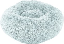 Precious Tails Super Lux Fur Bolster Cat & Dog Bed, Blue, Medium