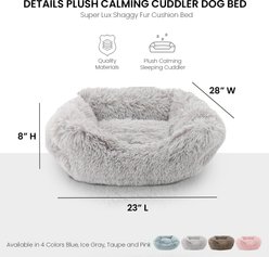 Precious Tails Super Lux Shaggy Fur Bolster Cat & Dog Bed, Ice Gray, Large slide 2 of 8