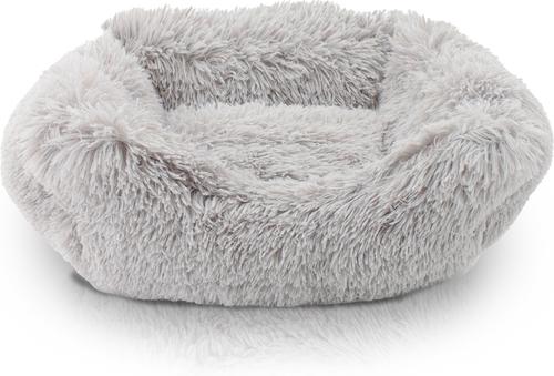 Show full view: Precious Tails Super Lux Shaggy Fur Bolster Cat & Dog Bed, Ice Gray, Large slide 8 of 10