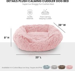 Precious Tails Super Lux Shaggy Fur Bolster Cat & Dog Bed, Pink, Large slide 2 of 8