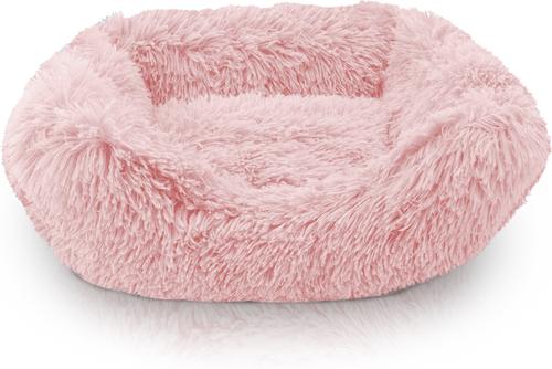 Show full view: Precious Tails Super Lux Shaggy Fur Bolster Cat & Dog Bed, Pink, Small slide 8 of 10