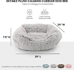 Precious Tails Super Lux Shaggy Fur Bolster Cat & Dog Bed with Removable Cover, Ice Gray, Medium slide 2 of 8