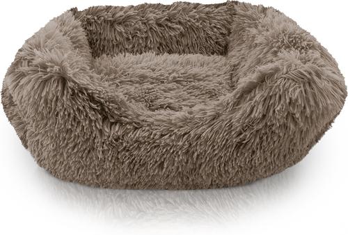 Show full view: Precious Tails Super Lux Shaggy Fur Bolster Cat & Dog Bed with Removable Cover, Taupe, Medium slide 9 of 11