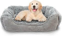 Precious Tails Super Plush Corduroy Sherpa Cuddler Dog & Cat Bed, Gray