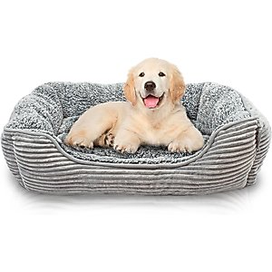 Precious Tails Super Plush Corduroy Sherpa Cuddler Dog & Cat Bed, Gray