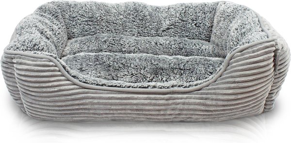 Precious Tails Super Plush Corduroy Sherpa Cuddler Dog & Cat Bed, Gray