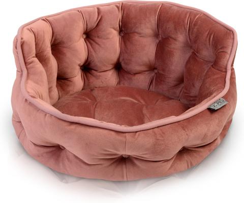 Show full view: Precious Tails Ultra Plush Mini Tufted Velvet Round Bolster Cat & Dog Bed, Rose slide 8 of 9