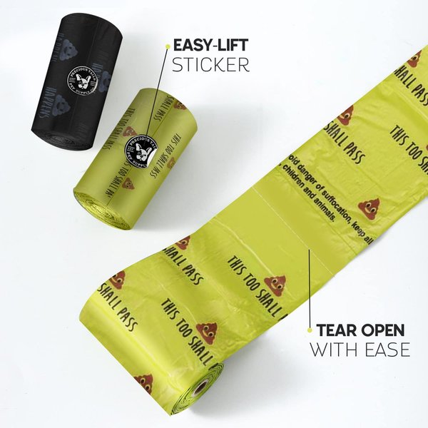 Precious Tails Humorous Pet Poo Unscented Dog Poop Bags