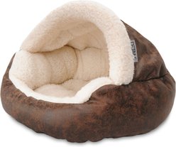 Precious Tails Vegan Leather Deep Dish Covered Cat & Dog Bed, Bron, Medium