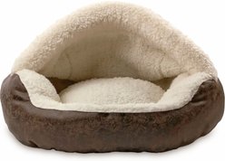 Precious Tails Vegan Leather Deep Dish Covered Cat & Dog Bed, Brown, Large slide 2 of 9