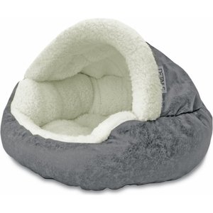 Precious Tails Vegan Leather Deep Dish Covered Cat & Dog Bed, Gray, Large