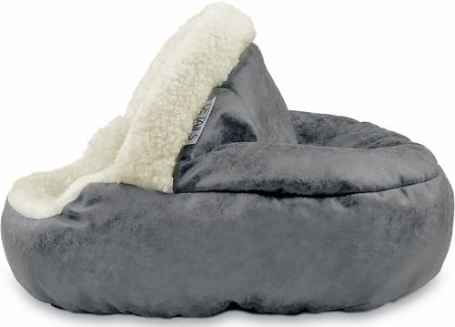 Show full view: Precious Tails Vegan Leather Deep Dish Covered Cat & Dog Bed, Gray, Large slide 4 of 11