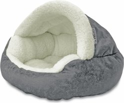 Precious Tails Vegan Leather Deep Dish Covered Cat & Dog Bed, Gray, Small