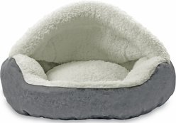 Precious Tails Vegan Leather Deep Dish Covered Cat & Dog Bed, Gray, Small slide 2 of 9