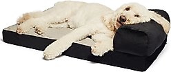 Precious Tails Velvet Foldable Foam Chaise Bolster Cat & Dog Bed, Gray, Large