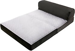 Precious Tails Velvet Foldable Foam Chaise Bolster Cat & Dog Bed, Gray, Large slide 2 of 9