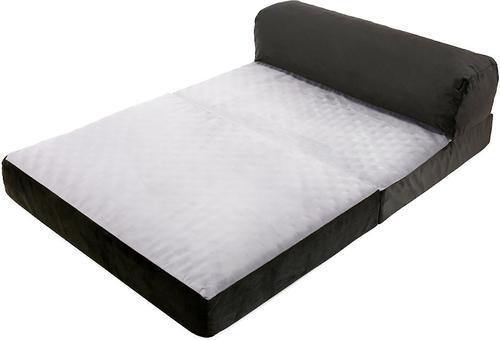 Show full view: Precious Tails Velvet Foldable Foam Chaise Bolster Cat & Dog Bed, Gray, Large slide 2 of 9