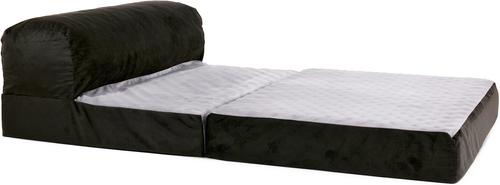 Show full view: Precious Tails Velvet Foldable Foam Chaise Bolster Cat & Dog Bed, Gray, Large slide 4 of 9