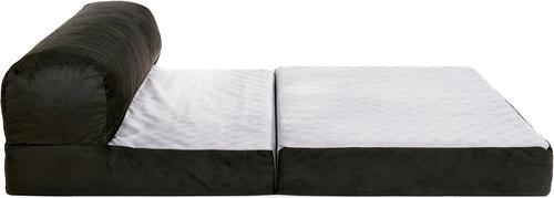 Show full view: Precious Tails Velvet Foldable Foam Chaise Bolster Cat & Dog Bed, Gray, Large slide 5 of 9