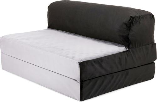 Show full view: Precious Tails Velvet Foldable Foam Chaise Bolster Cat & Dog Bed, Gray, Large slide 6 of 9