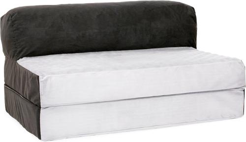 Show full view: Precious Tails Velvet Foldable Foam Chaise Bolster Cat & Dog Bed, Gray, Large slide 8 of 9