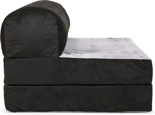 Show full view: Precious Tails Velvet Foldable Foam Chaise Bolster Cat & Dog Bed, Gray, Large slide 9 of 9