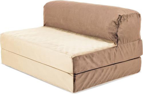 Show full view: Precious Tails Velvet Foldable Foam Chaise Bolster Cat & Dog Bed, Mocha, Large slide 6 of 9