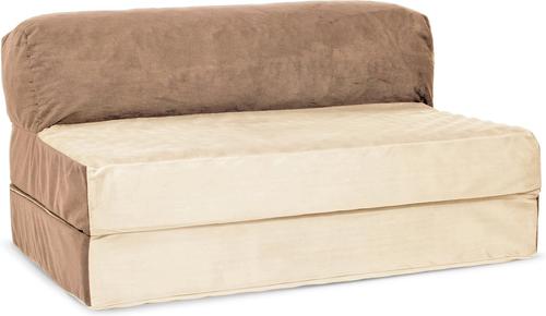 Show full view: Precious Tails Velvet Foldable Foam Chaise Bolster Cat & Dog Bed, Mocha, Large slide 8 of 9