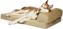 Precious Tails Velvet Foldable Foam Chaise Bolster Cat & Dog Bed, Sage, Large