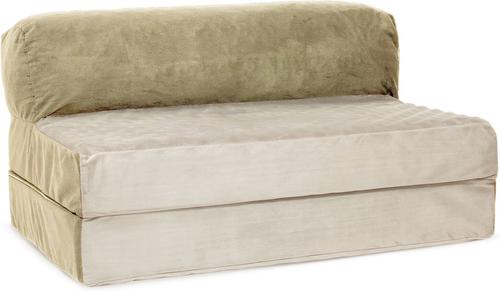 Show full view: Precious Tails Velvet Foldable Foam Chaise Bolster Cat & Dog Bed, Sage, Large slide 8 of 9