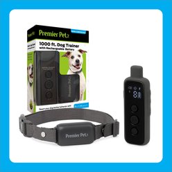 Premier Pet 1000-ft with Rechargeable Battery Dog Remote Training Collar, Gray