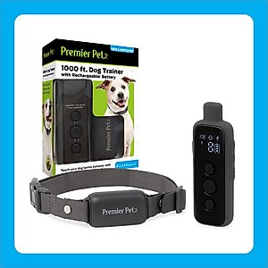 Premier Pet 1000-ft with Rechargeable Battery Dog Remote Training Collar, Gray