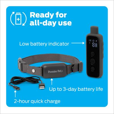 Show full view: Premier Pet 1000-ft with Rechargeable Battery Dog Remote Training Collar, Gray slide 4 of 8