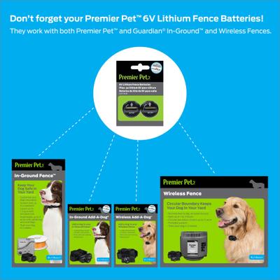 Show full view: Premier Pet Replacement 6V Lithium Batteries for Dog Fence Receiver Collars, 2 count slide 3 of 5