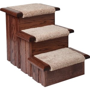 Premier Pet Steps 3 Step Carpet Thread Dog & Cat Stairs, Cherry