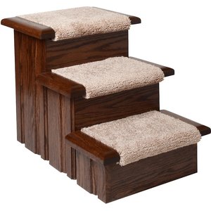 Premier Pet Steps 3 Step Carpet Thread Dog & Cat Stairs, Walnut