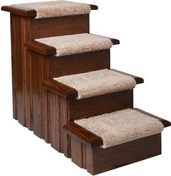 Premier Pet Steps 4 Step Carpet Tread Dog & Cat Stairs, Walnut